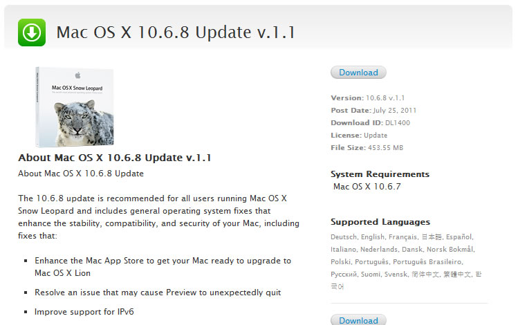 Mac OS X 10-6-8-actualização
